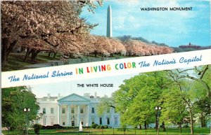 National Shrine Washington Monument Nations Capitol White House Postcard VTG  