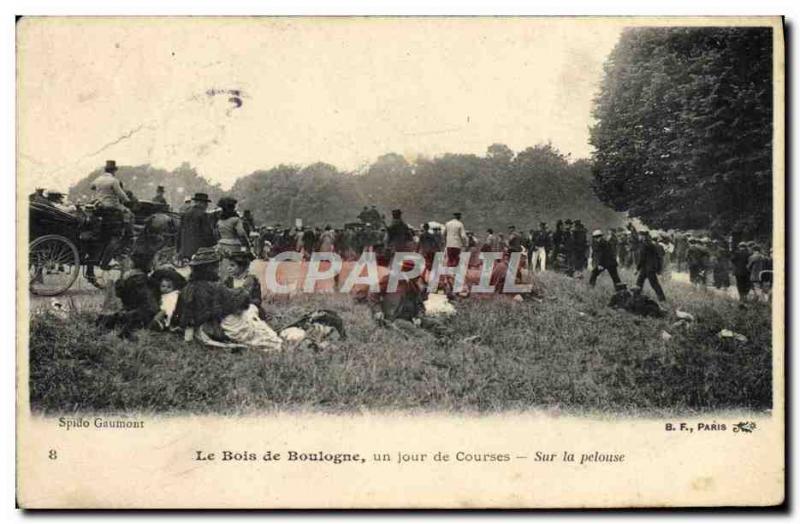 Old Postcard Horse Riding Equestrian Bois de Boulogne one day races on the lawn