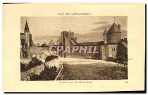 Old Postcard Cite De Carcassonne Interior Des Remparts