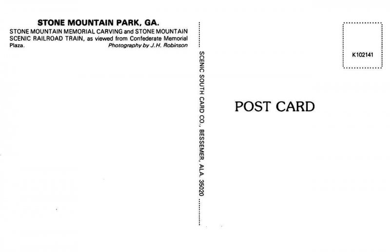 STONE MOUNTAIN, Georgia GA   CONFEDERATE MONUMENT & Scenic Railroad   Postcard 