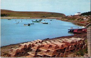 Postcard NS Bay St. Lawrence Fishing Village Lobster Traps Cabot Trail 1970s K67