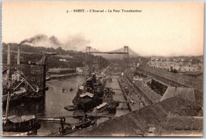 Brest L' Arsenal Le Port Transbordeur France Black & White Antique Postcard