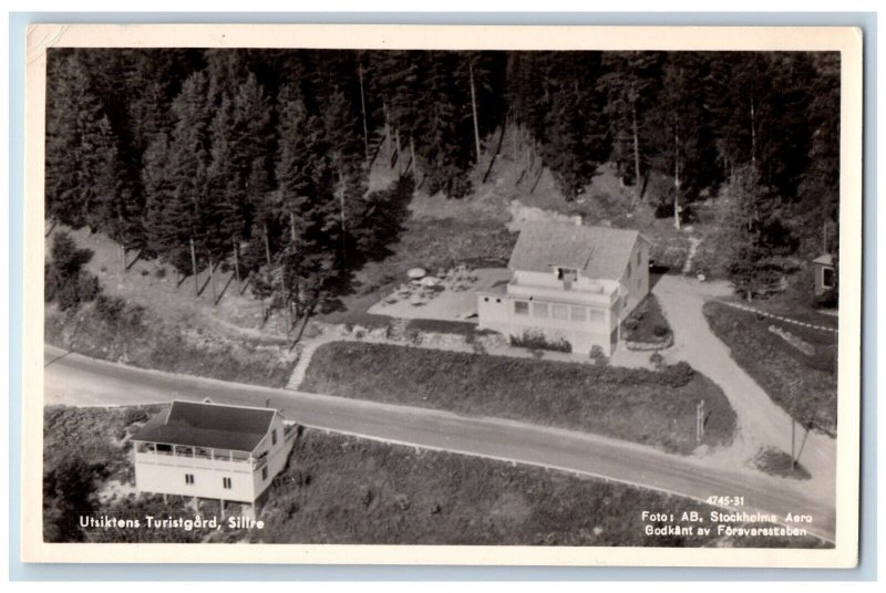 Sillre Liden Sweden Postcard Utsiktens Turistgård Air View 1922 RPPC Photo