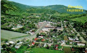 1960s Aerial View of Cloverdale California Sonoma County CA Postcard