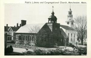 MA, Manchester, Massachusetts, Public Library, Merrimack Post Card