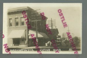 Victor IOWA RPPC 1912 MAIN STREET nr Brooklyn Marengo Amana Colonies Grinnell