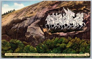 Vtg Stone Mountain Georgia GA Confederate Memorial In Solid Granite Postcard