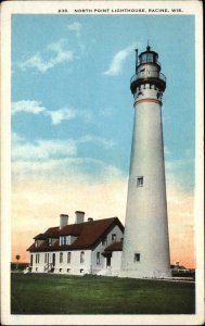 Racine Wisconsin WI North Point Lighthouse Vintage Postcard