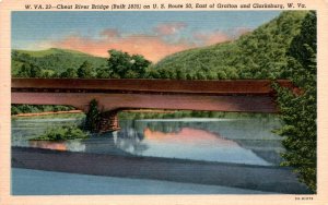 Cheat River Bridge, U.S. Route 50, Grafton, Clarksburg, Postcard