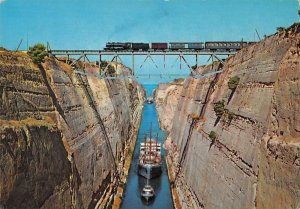 Corinth Greece Isthmus Canal and Railroad Bridge Vintage Postcard AA53379