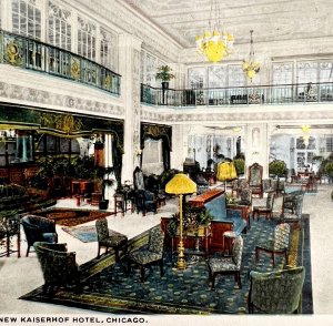 Chicago New Kaiserhof Hotel Postcard 1940s Downtown Illinois PCBG11A