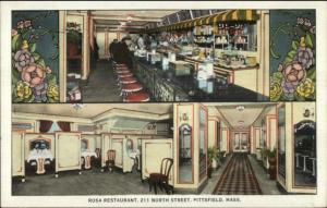 Pittsfield MA Rosa Restaurant Lunch Counter c1920 Postcard