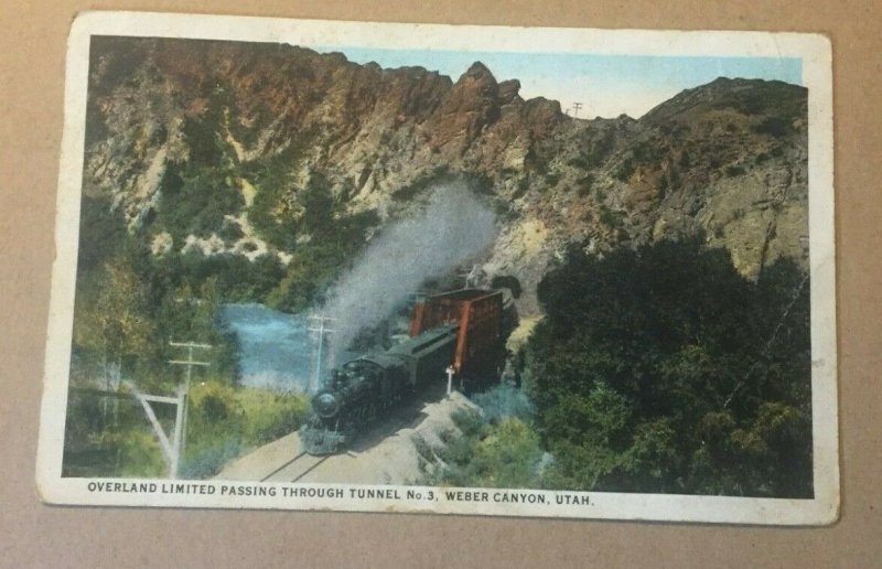 1924 USED .O1  PC OVERLAND LIMITED PASSING THROUGH TUNNEL #3 WEBER CANYON UTAH