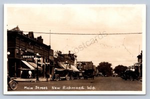 J90/ New Richmond Wisconsin RPPC Postcard c1931 Main Street Stores 10