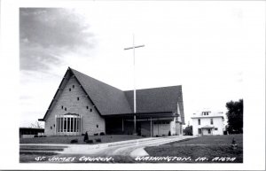 Real Photo Postcard St. James Church in Washington, Iowa