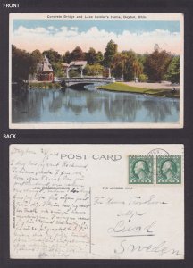 Postcard, United States, Dayton OH, Concrete Bridge and Lake Soldier's Home