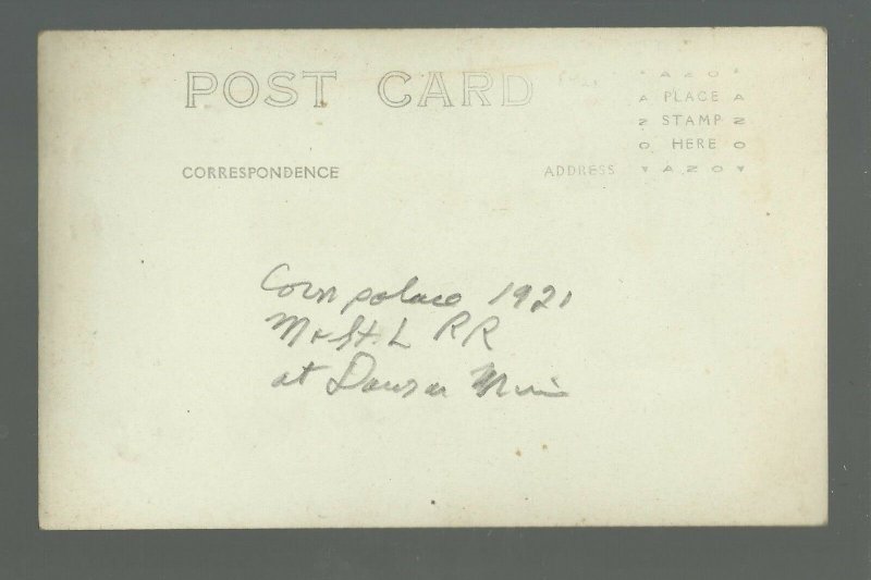 Dawson MINNESOTA RPPC 1921 CORN PALACE Railroad Railway M.& ST.L. RR Depot?