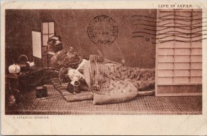 Life in Japan Japanese Bedroom Woman Lady Sleeping c1904 Tuck Postcard H21