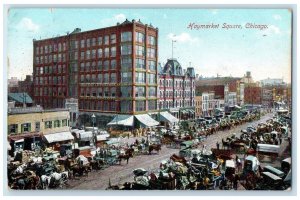 1908 Aerial Haymarket Square Building Horse Carriage Chicago Illinois Postcard