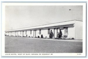 c1950's Louis Motel West Of Elko Nevada On Highway 40 Unposted Vintage Postcard