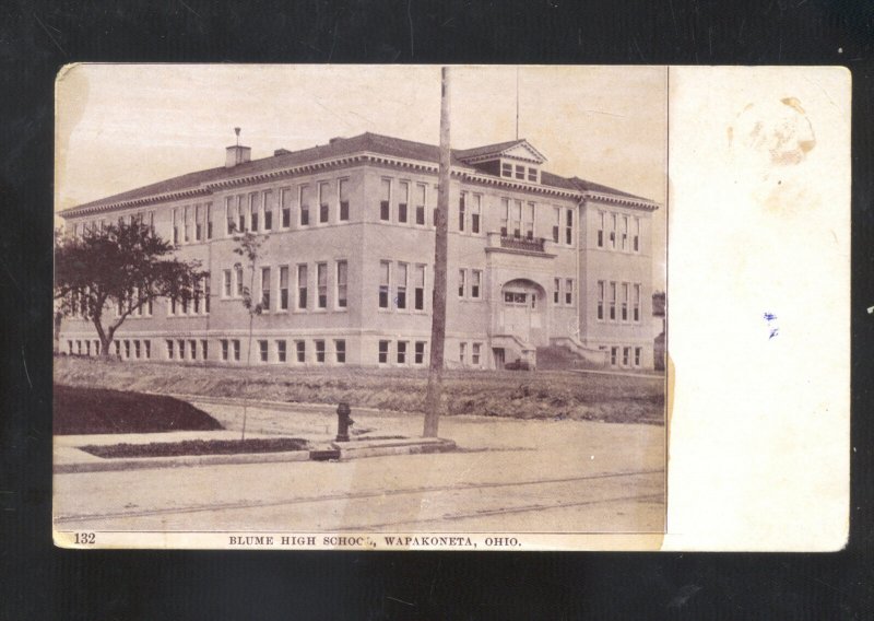 OHIO BLUME HIGH SCHOOL BUILDING VINTAGE POSTCARD LAKE VIEW