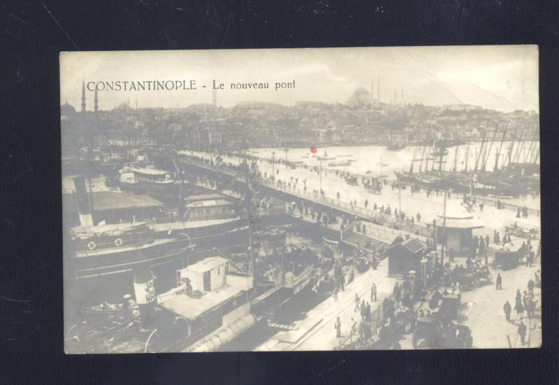 RPPC CONSTANTINOPLE TURKEY LE NOUVEAU PONT BRIDGE OLD REAL PHOTO POSTCARD