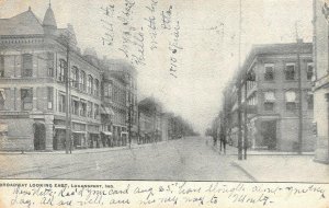 Broadway Looking East, Street Scene LOGANSPORT Indiana 1906 Vintage Postcard
