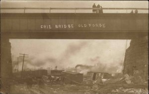 Erie Bridge RR Train Wreck Old Forge PA Pennsylvania Real Photo Postcard c1910