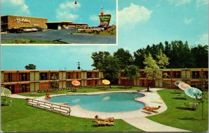 Vtg 1960s Des Moines Iowa IA Holiday Inn Hotel Poolside Sun Bathers Postcard