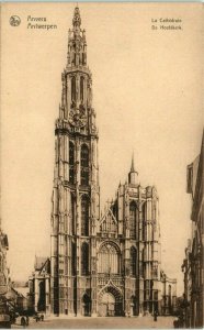 Antwerp Cathedral Church Street View Vintage Belgium Antique Sepia Tone Postcard