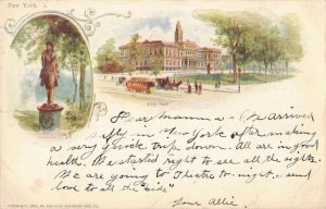 C.1898 American Souvenir Card, Trolley Car, A.J. Lindermann, City Hall, N Y