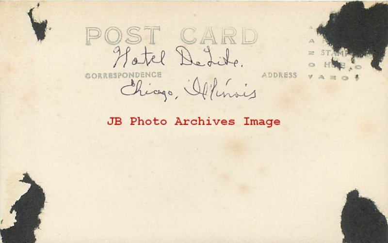 IL, Chicago, Illinois, RPPC, DeLite Hotel, Exterior View, Photo 