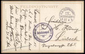 Germany 1915 Josse Goossens Bahlsens Leibniz Keks Biscuit WWI Feldpost Art 82407