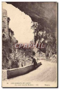 Old Postcard Eze Gorges Du Loup Route Under Rocks