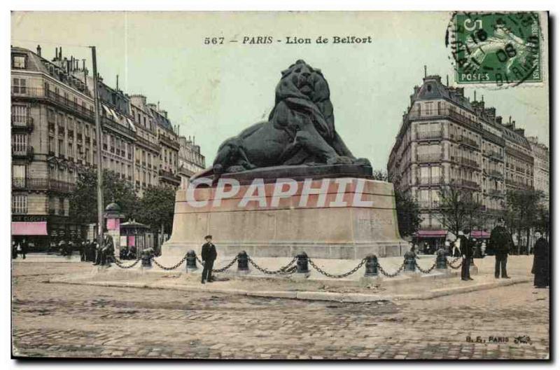 Paris - 14 - The Lion of Belfort - Bartholdi - Sculptor - Boulevard Raspail a...