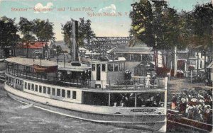 Steamer Sagamore at Luna Park Amusement Sylvan Beach New York 1910c postcard