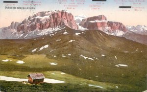 Mountaineering Italy Dolomiti Gruppo di Sella 1924 refuge hut mountains panorama