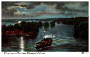 New York  picturesque America  at Night Thousand Islands