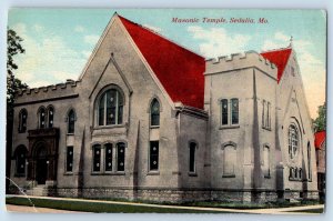 c1910 Sedalia Missouri MO Postcard Masonic Temple Exterior Building View Street