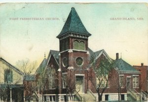 c1910 First Presbyterian Church View Grand Island Nebraska Vintage Postcard