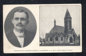 PLAINFIELD NEW JERSEY SEVENTH DAY BAPTIST CHURCH PASTORE VINTAGE POSTCARD