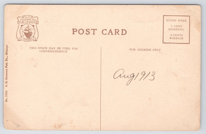 Elgin Illinois~Gail Borden Public Library~Vintage Postcard