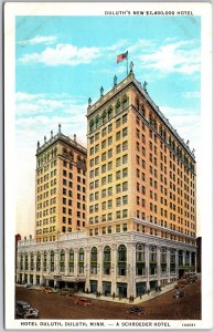 Schroeder Hotel Duluth Minnesota MN Mainroad Street Avenue Landmarks Postcard