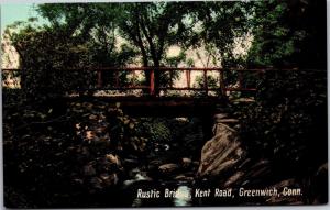 Rustic Bridge, Kent Road, Greenwich Connecticut Vintage Postcard M10