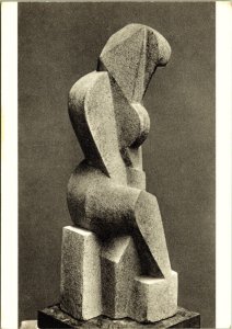 Seated Woman, Jacques Lipchitz art Postcard