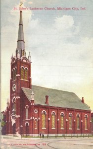 USA St. John's Lutheran Church Michigan City Indiana Vintage Postcard 07.04