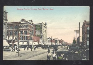 WICHITA KANSAS DOWNTOWN DOUGLAS AVE. STREET SCENE VINTAGE POSTCARD 1907