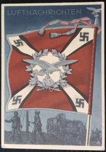 GERMANY THIRD 3rd REICH ORIGINAL POSTCARD KLEIN - WEHRMACHT FLAGS & STANDARDS