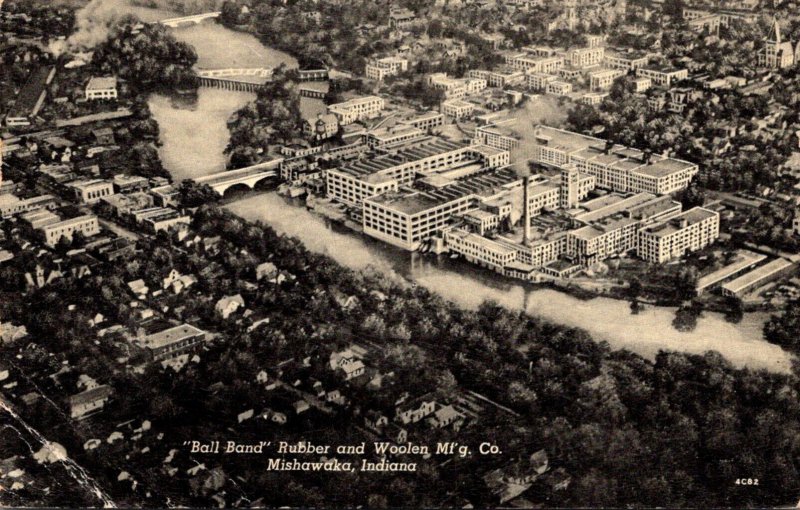 Indiana Mishawaka Aerial View "BallBand" Rubber and Woolen Manufac
