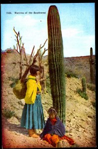 Indians Natives of the Southwest near Cactus ~ Linen